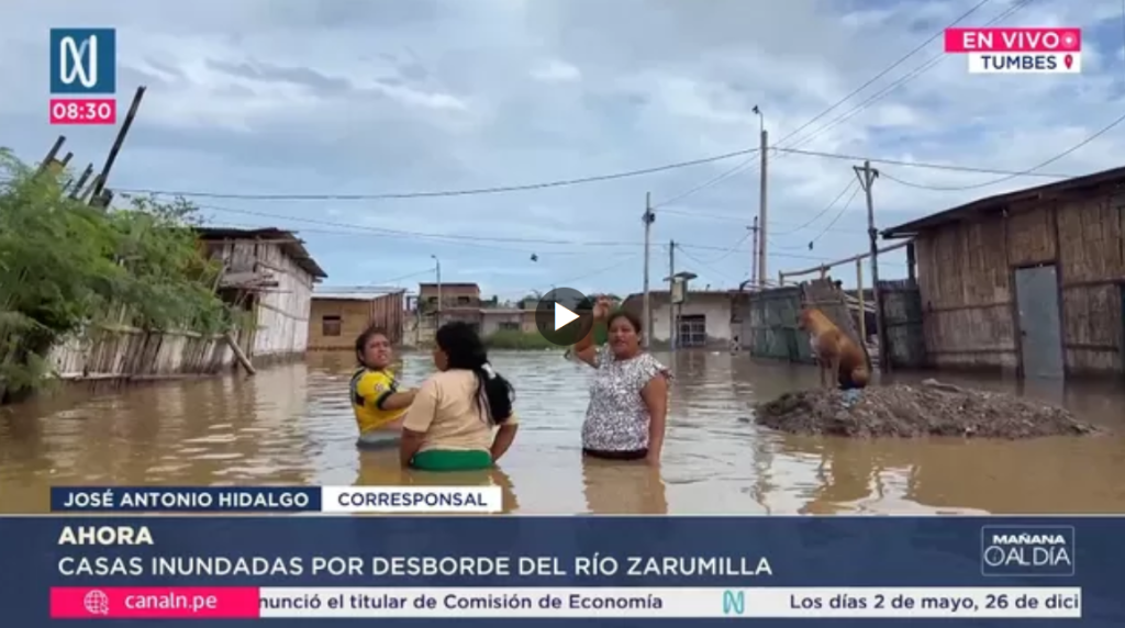 Río Zarumilla desobordado afecta a más de 65 viviendas en Tumbes